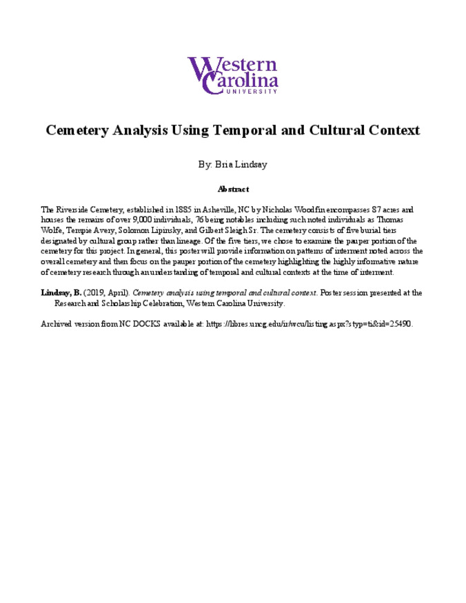 Cemetery Analysis Using Temporal and Cultural Context