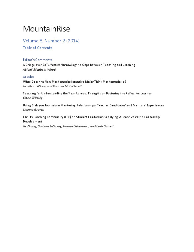 MountainRise, Volume 8, Number 2