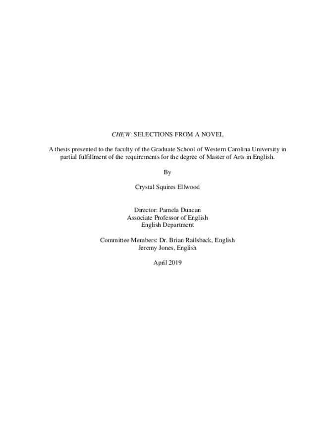 Chew: selections from a novel