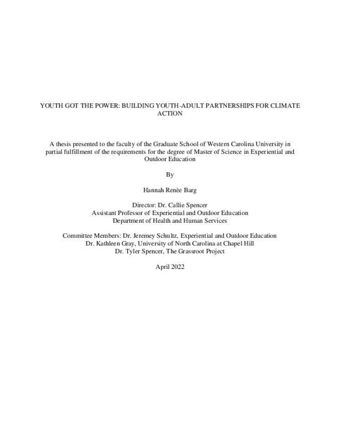 Youth got the power: Building youth-adult partnerships for climate action
