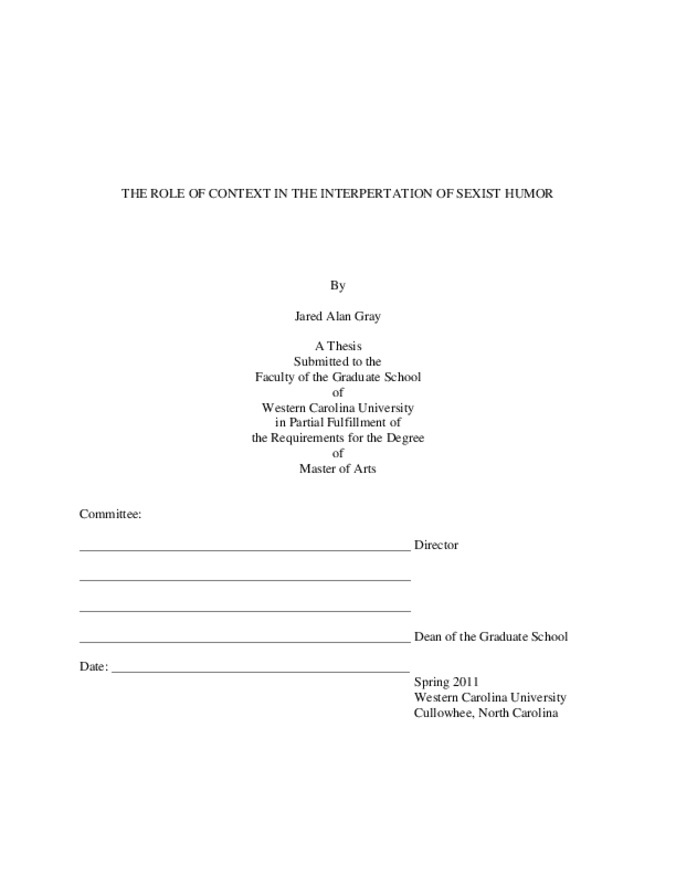 The role of context in the interpretation of sexist humor