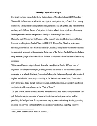 Kennedy Cooper's Roots Paper