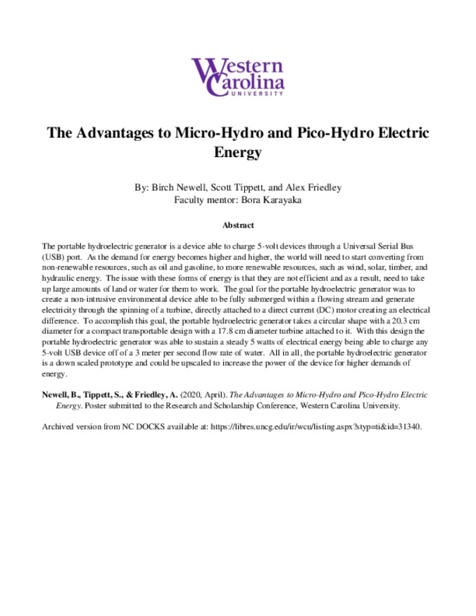 The Advantages to Micro-Hydro and Pico-Hydro Electric Energy