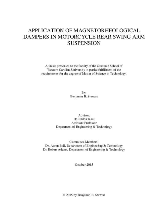 Application of magnetorheological dampers in motorcycle rear swing arm suspension