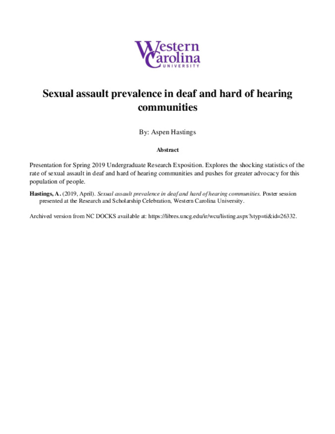 Sexual Assault Prevalence in Deaf and Hard of Hearing Communities