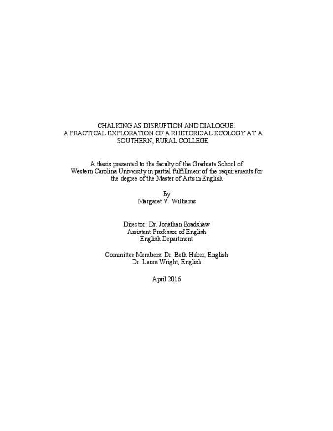 Chalking as disruption and dialogue: a practical exploration of a rhetorical ecology at a southern, rural college