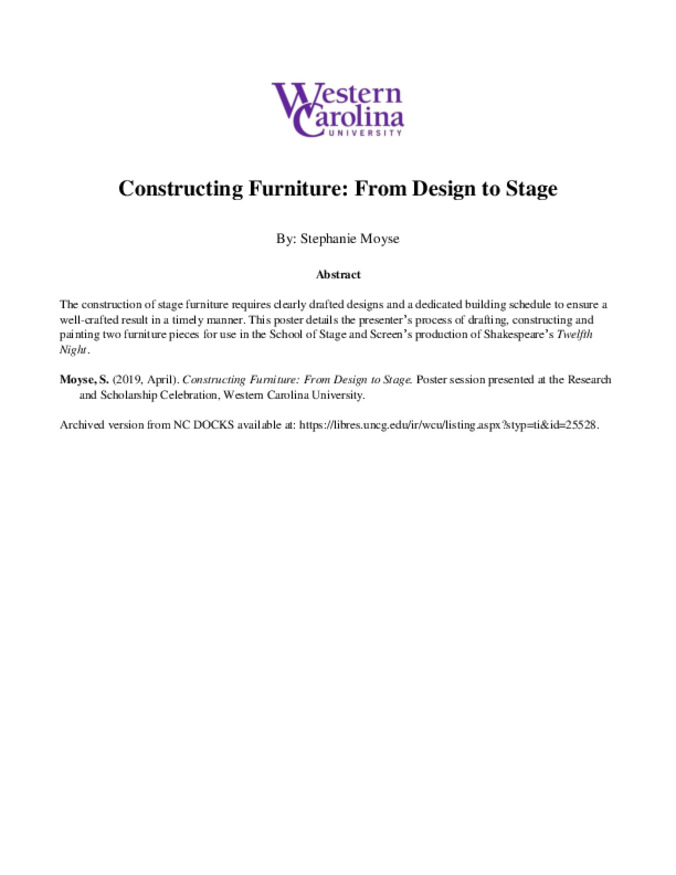 Constructing Furniture: From Design to Stage