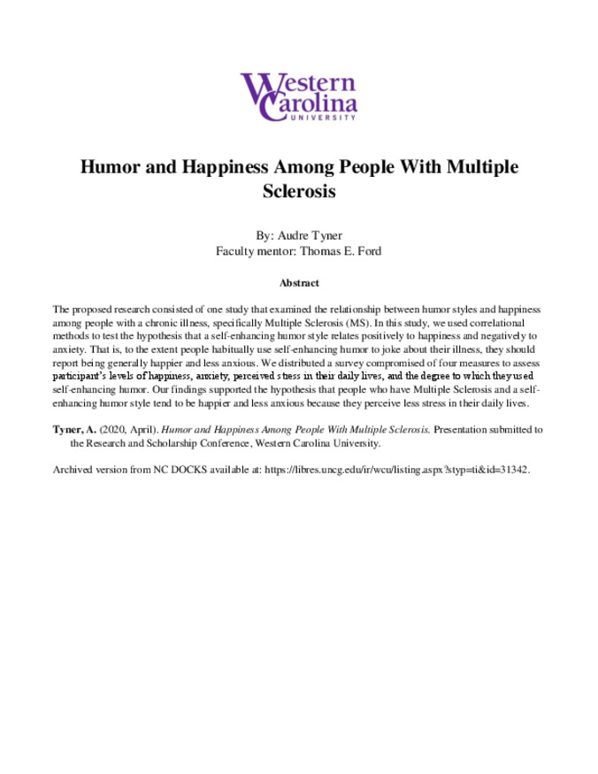 Humor and Happiness Among People With Multiple Sclerosis